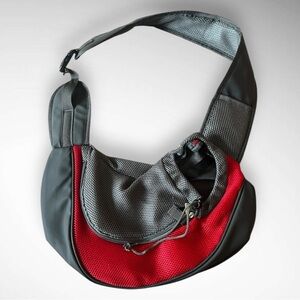 Sling Pet Carrier For Cat Or Dog Red & Gray‎ Adjustable Strap | NWOT